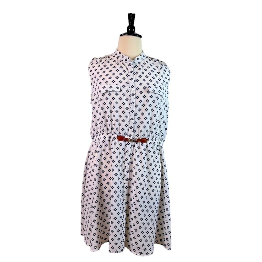 Always Indigo A-line Dress Button Top Elastic Buckle Waist Sleeveless Women’s 3X